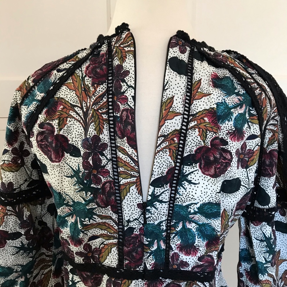 TOPSHOP Floral Cotton Long Sleeve Top Size 4 NWT - Picture 10 of 13